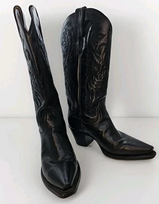 Dan Post Maria Women's Western Boots 7.5 M Black Napalino Leather Snip Toe  - Image 1 of 4