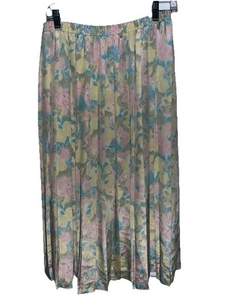 Vintage 90s Floral Skirt Pleated Pull On Size 12 Peasant prairie Whimsical Fairy - Picture 1 of 7