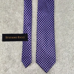 Stefano Ricci Italien Herren 100 % Seide geometrisch lila gestreift Satin Krawatte 63 Zoll - Bild 1 von 12