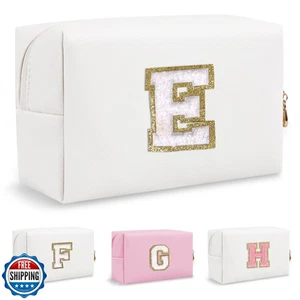 Borsa Trucco Preppy Lettera Ciniglia Personalizzata, Piccola Carina da Viaggio - Foto 1 di 5