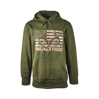 Sudadera con Capucha Realtree Para Hombre Camuflada Bandera Americana Logo Cuerno - Marrón, Negro, Verde Foto 1 de 4