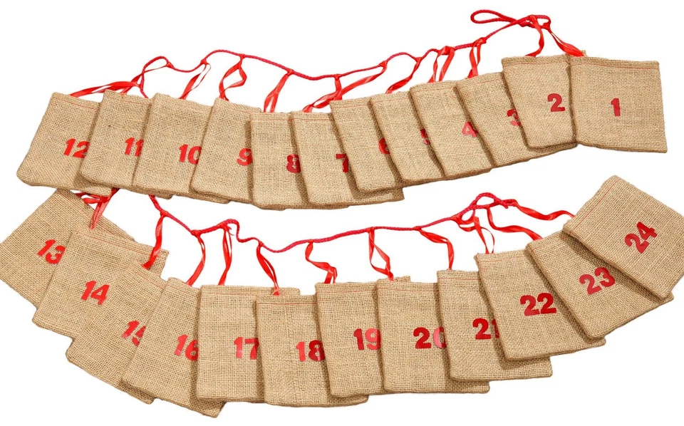 Adventskalender Jutesäckchen - Girlande zum Befüllen - Bild 1 von 1