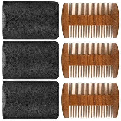 3 Pieces Beard Comb for Men Natural Sandalwood Wooden Mustaches Combs - Image 1 of 4