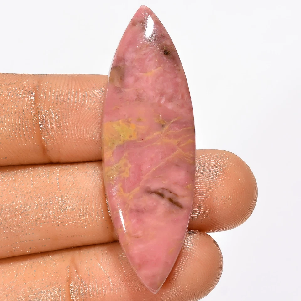 100% Natural Rhodonite Marquise Shape Cabochon Gemstone 42.5 Ct 47X15X4mm X13312 - Image 1 of 2