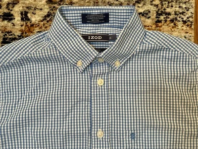 Camisa de vestir con botones IZOD L/S, azul/blanco talla 16 para niños Foto 1 de 4
