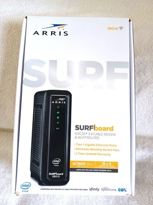 ARRIS SURFboard SBG10 DOCSIS 3.0 16 x 4 Gigabit Cable Modem/AC1600 Wi-Fi Router  - Image 1 of 4