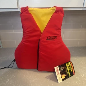 NEW VTG Coleman Adult Boating Life Vest S/M Red Yellow Type III PFD Coast Guard - Picture 1 of 10