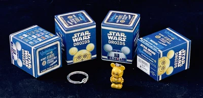 4 Auténticos Favores de Fiesta Star Wars Droide Juguete + Llavero Cajas Selladas Foto 1 de 4