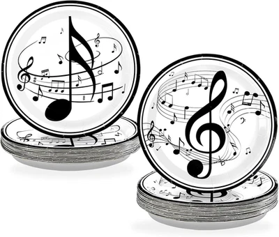 100 Piezas Notas Musicales Platos de Papel 7" Música Cumpleaños Postre Platos Desechables Soci Foto 1 de 4