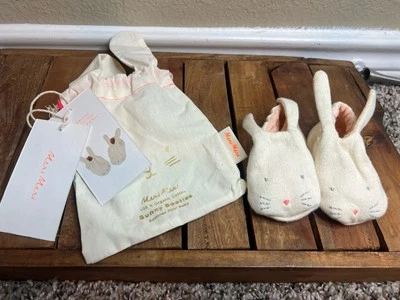 Merci Merci Baby Bunny Booties 0-6 Mo Organic Cotton Easter Girls Pink Rabbit - Image 1 of 4