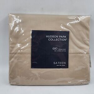 Hudson Park Collection Twin Flat Sheet Brown Sateen 680 Thread Count