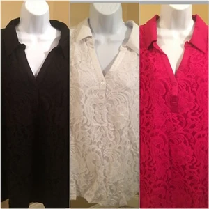 Faded Glory Women's Plus size Top With lace Front Henley Size and color option - Picture 1 of 14