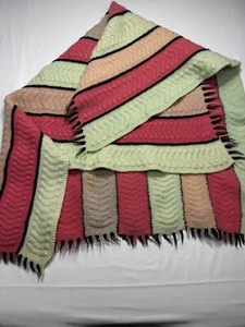 B11 Crocheted 1970s wool Afghan does have a small stain handcrafted 48” x 44” - Picture 1 of 3