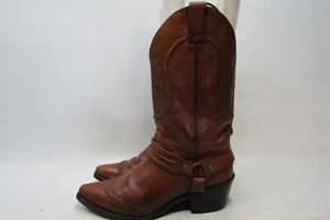 VTG Jack Daniels Mens Size 10 D Brown Leather Harness Cowboy Western Boots - Picture 1 of 11