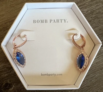 Pendientes Bomb Party Piedra Natal Zafiro Oro Rosa Cautivate Me Foto 1 de 3