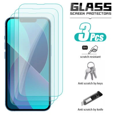Tempered Glass Screen Film Protector For iPhone 17 16 15 14 13 Pro Max 12 11 XR - Image 1 of 4