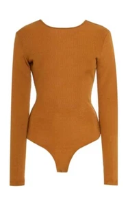 NWT $200 Goldsign Deep V Back Bodysuit in Ochre Size Small - Picture 1 of 10