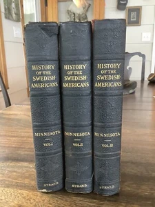 A History of Swedish-Americans of Minnesota 3 Vol Set 1910 LEATHER Spine Corners - Picture 1 of 24
