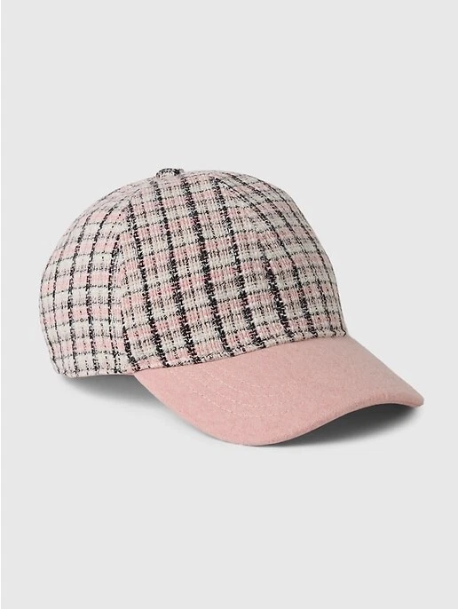 Nueva gorra de béisbol a cuadros rosa Gap Kids talla única tweed S/M L/XL Foto 1 de 1