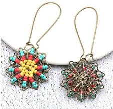 Bohemian national style Hand weaving Beading Flower pendant earrings For Women