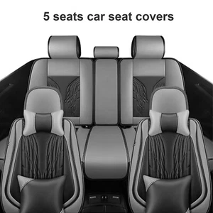 For Chevy Malibu Car Seat Covers Front Rear Seat Pu Leather Full Set With Pillow - Foto 1 di 7