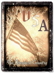 AMERIKANISCHE FLAGGE METALLSCHILD USA Patriotisch INSPERATIONAL Vintage Stil Dekor Kunst 189 - Bild 1 von 2
