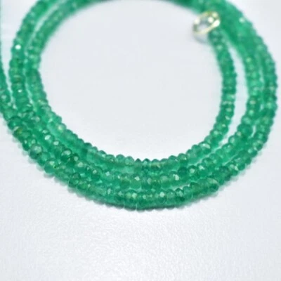 Collar minimalista con cuentas de piedras preciosas de ónix verde rondelle facetadas de 3-4 mm para mujer 18" Foto 1 de 4