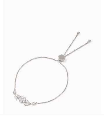 NWT Kate Spade Gleaming Gardenia Flower Slider Bracelet O0RU3094 Clear Silver - Image 1 of 3