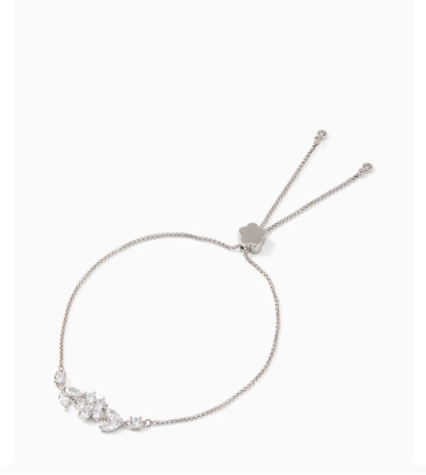 NUEVO CON ETIQUETAS Brazalete Deslizante Flor Gardenia Brillante Kate Spade O0RU3094 Plata Transparente Foto 1 de 1