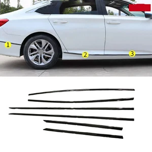 For Honda Accord 2018-2022 Glossy Black Side Door Body Molding Cover Trim 6PCS - Picture 1 of 14