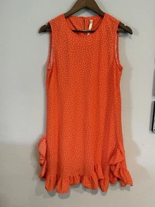 NWOt Uncle Frank Size Small Sleeveless Polka Dot Ruffle Hem Mini Dress Orange - Picture 1 of 5
