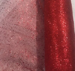 3 Yard Red  Sparkle Glitter Tulle Fabric 60” Wide - Picture 1 of 3
