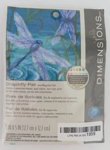 Dimensiones Kit Punto Aguja Libélula Par 5" x 5" Contado Punto de Cruz Nuevo - Imagen 1 de 6