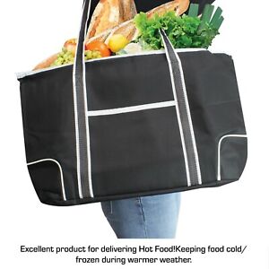 Large Insulated Grocery Bag Shopping Tote Thermal Cooler Zipper closure (2pack)