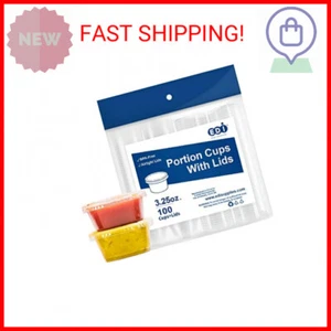 EDI Clear Disposable Plastic Portion Cups with Leakproof Lids | Jello Shot & Con - Picture 1 of 2