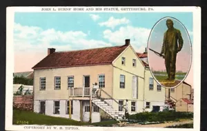 Postcard Gettysburg PA John L. Burns Home and His Statue WB Unposted - Picture 1 of 3