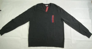 NWT Merona Men’s Gray V-Neck Lightweight Sweater Size Large Cotton/Wool Blend - Picture 1 of 7