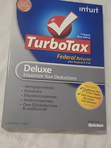 Turbo Tax Deluxe Fed & State 2012 (1) CD Mac Windows Used Once - Picture 1 of 2