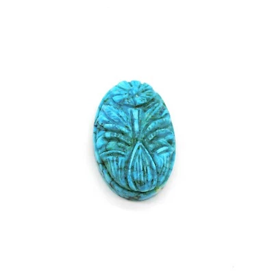 Stabilized turquoise gemstone carved , hand carved turquoise gemstone - Image 1 of 4