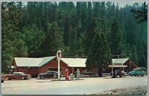 YOSEMITE CA HARDIN FLAT LODGE TEXACO GAS STATION VINTAGE POSTCARD - Picture 1 of 2