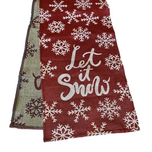 "Let it Snow" Red and White Holiday Table Runner - Excellent Condition - Picture 1 of 3