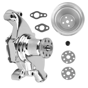 Engine Water Pump Kit for Chevy Small Block 350 V8 1955-85 Chrome Double Groove - Picture 1 of 12