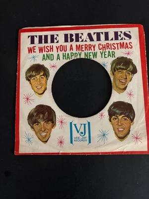 1964 THE BEATLES WE WISH YOU A MERRY CHRISTMAS 45 RPM RECORD SLEEVE ONLY Foto 1 de 2
