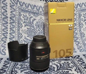 Nikon Micro Nikkor 105mm f/2.8G AF-S VR IF-ED Camera Lens Black - Picture 1 of 21