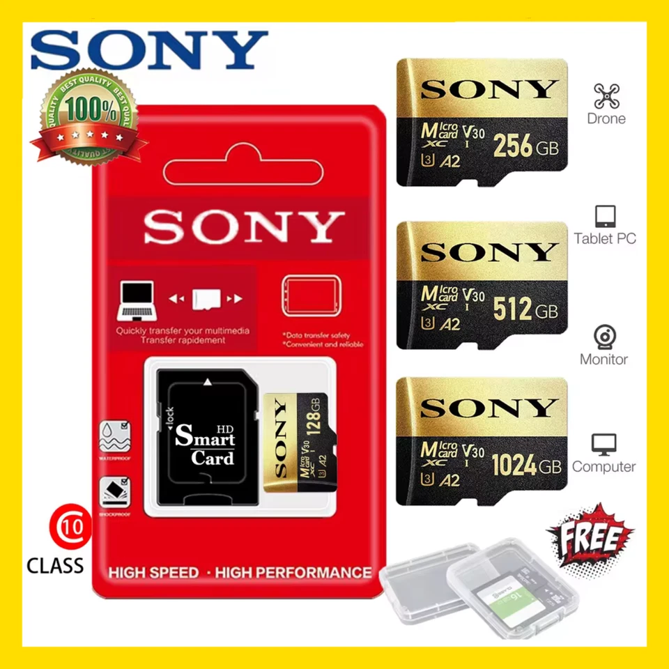 Sony 1TB 512GB 256GB 128GB Micro SD TF Card Class 10 High Speed Flash Memory C10 - Image 1 of 4