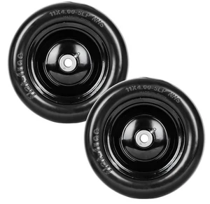 2 Stück 11x4.00-5" Flat Free Rasenmäher Reifen Universal Fit Glattes Profil Zero Turn - Bild 1 von 5