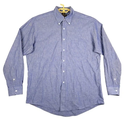 Camisa Ferrell Reed Crawford de tela azul cambray con botones para hombre 16-34 Foto 1 de 4