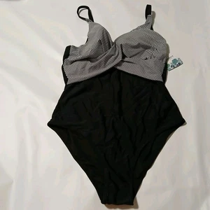 B2prity Swim Suit Womens Sz XXL Black Stripe Padded Bra New In Bag. - Picture 1 of 4