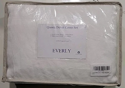  NOVO CONJUNTO DE CAPA DE EDREDOM EVERLY 100% linho puro queen size 90X90 polegadas 3 peças B6 - Imagem 1 de 4