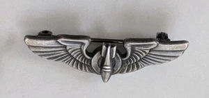 Original WWII US Army USAAF 3" Sterling silver Bombardier Wings badge/ broach - Picture 1 of 5